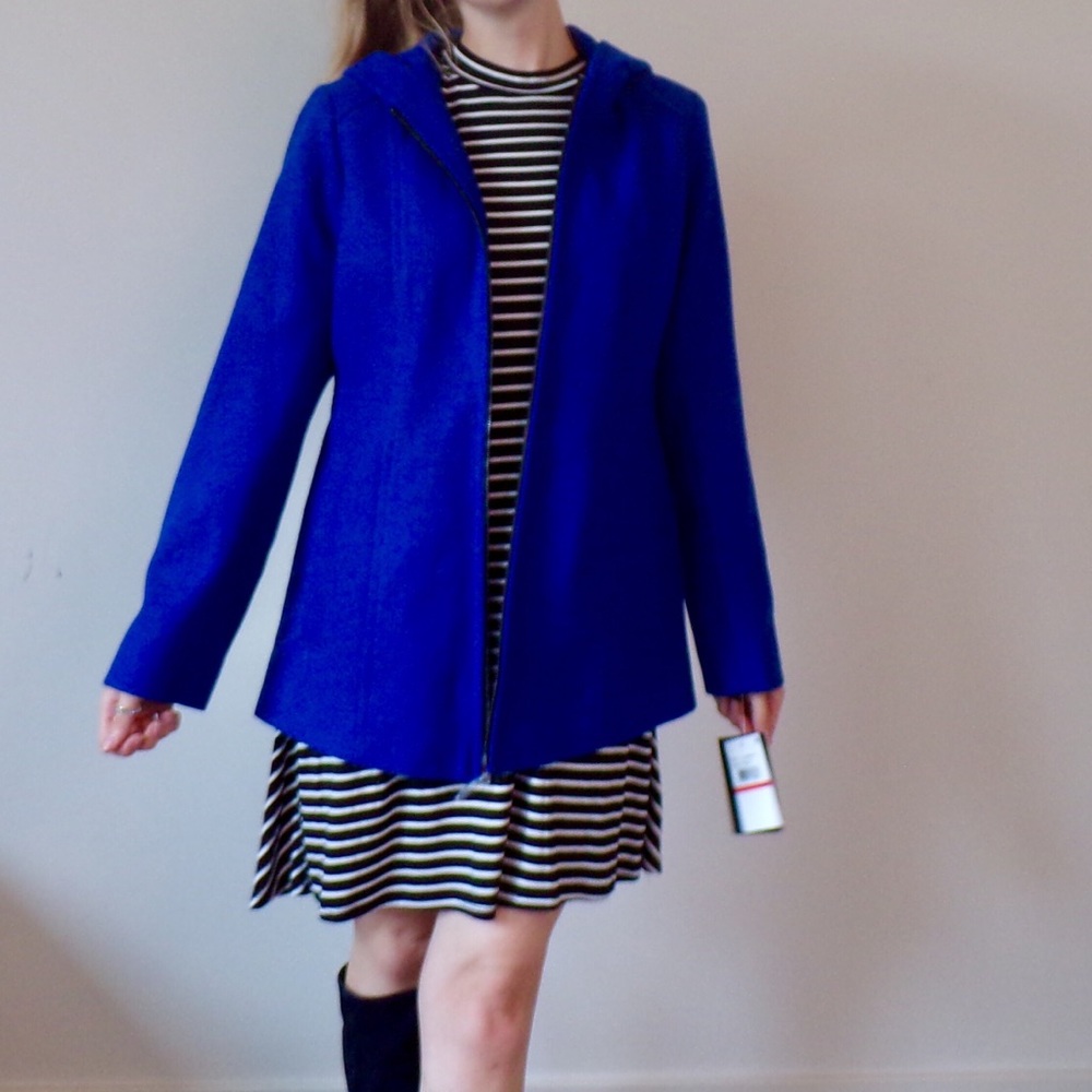 💧💙 NWT LONDON FOG Cobalt Wool Rain Coat